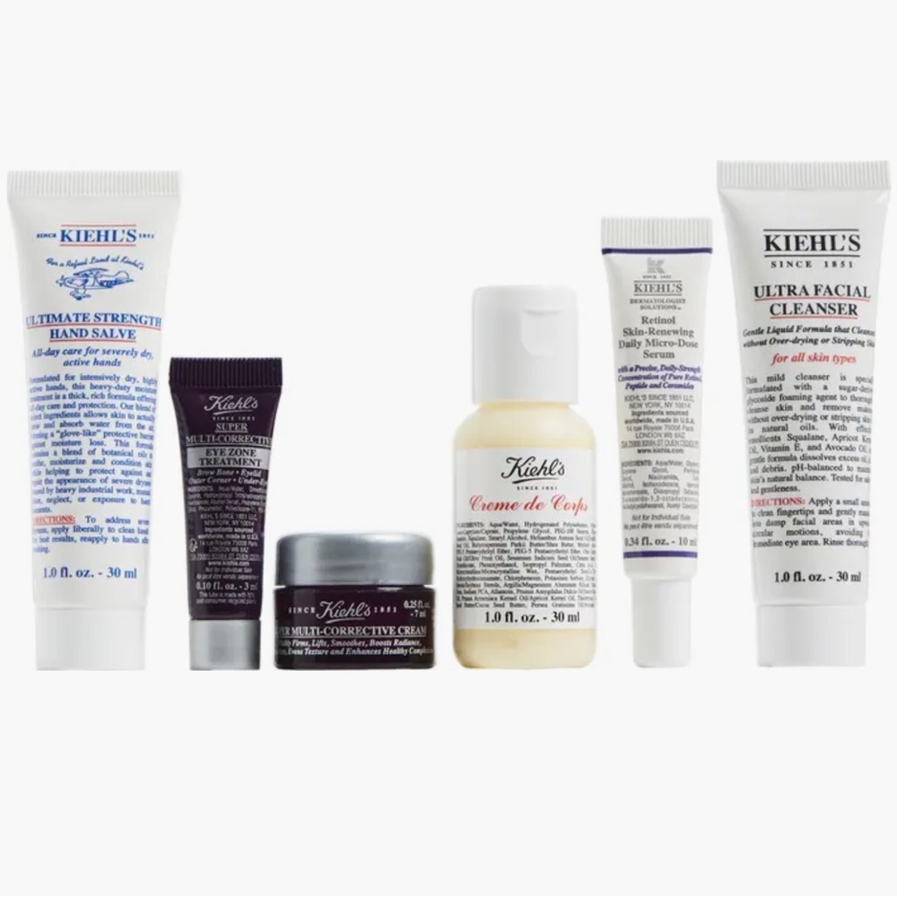 Kiehl's Skincare Essentials 7 travel Size products $63 Value